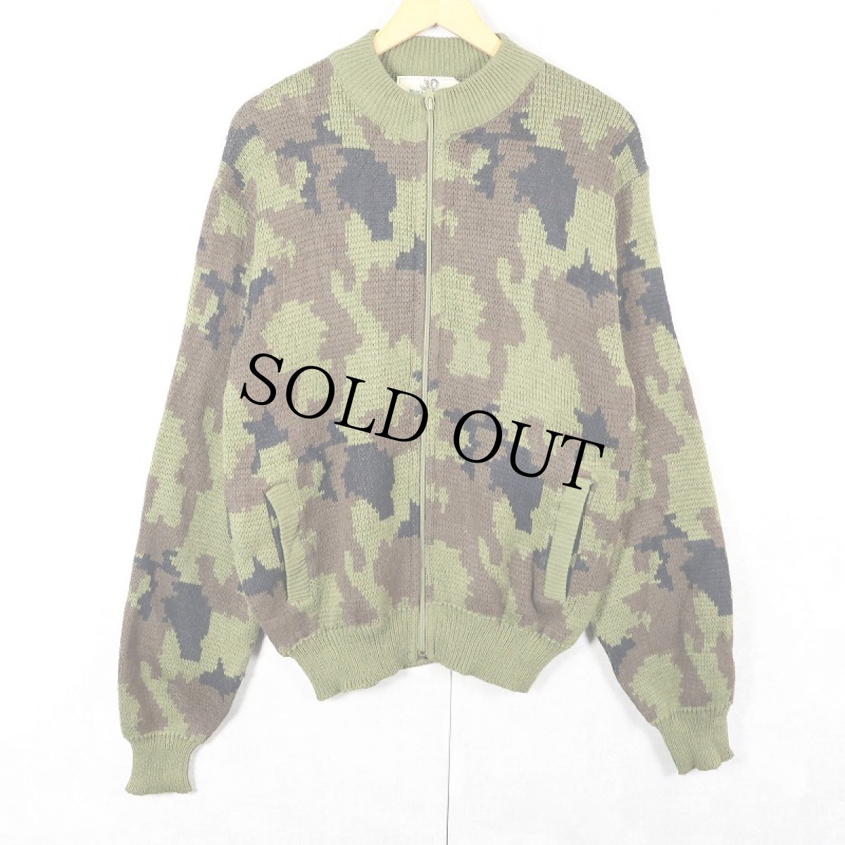 画像1: 90's Black Sheep カモ柄 アクリルニットジャケット L (1)