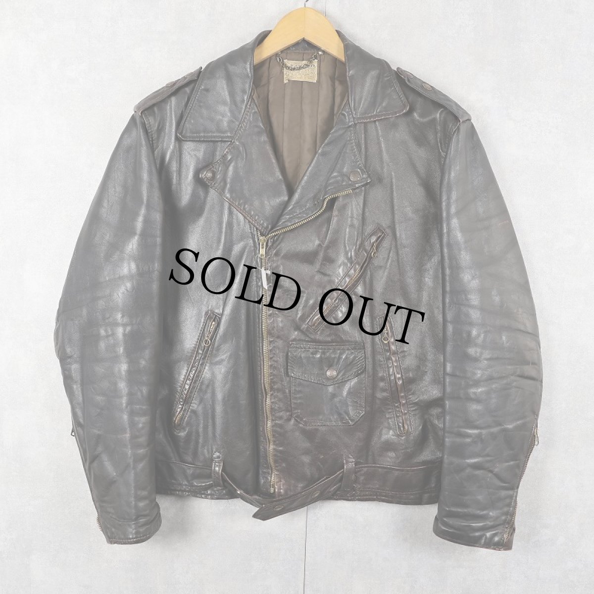 画像1: 60〜70's ダブルライダースジャケット DARK BROWN (1)