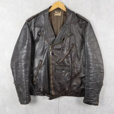 画像1: 60〜70's ダブルライダースジャケット DARK BROWN (1)