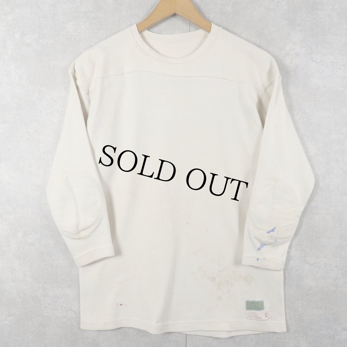 画像1: 60's CAPLAN'S SPORT SHOP エルボーパッチ付き フットボールTシャツ L (1)