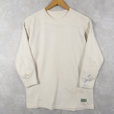 画像1: 60's CAPLAN'S SPORT SHOP エルボーパッチ付き フットボールTシャツ L (1)
