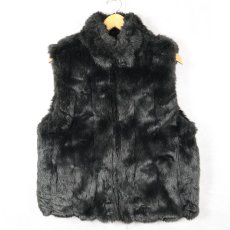 画像1: COACO リバーシブル フェイクファーベスト BLACK M (1)