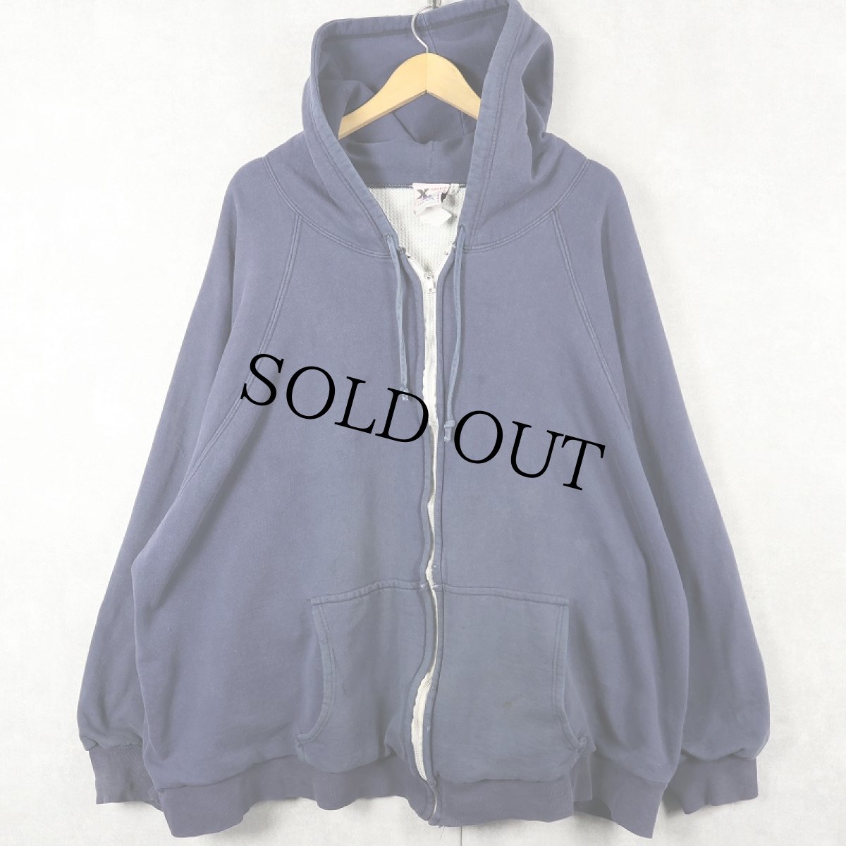 画像1: XORO Ltd. ROMANIA製 裏サーマル ラグランスウェットジップパーカー NAVY 5X (1)
