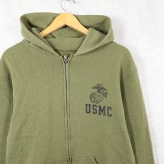 画像1: 90's USMC プリント スウェットジップパーカー (1)