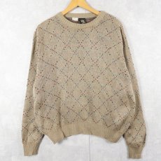 画像1: 70〜80's KENNINGTON ITALY製 ダイヤ柄 アクリルニットセーター L (1)