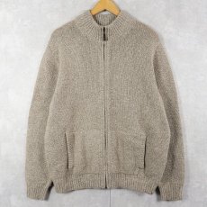 画像1: L.L.Bean ハイネック ラムウールニットジップジャケット L (1)