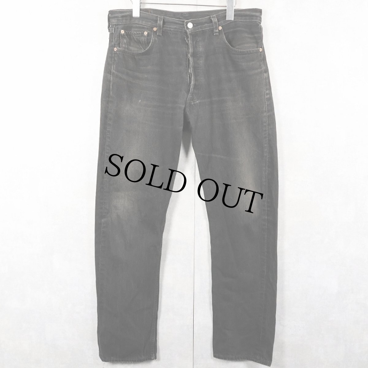 画像1: 90's Levi's 501 USA製 "サルファブラック" ブラックデニムパンツ W35 (1)