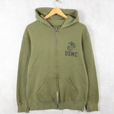 画像2: 90's USMC プリント スウェットジップパーカー (2)
