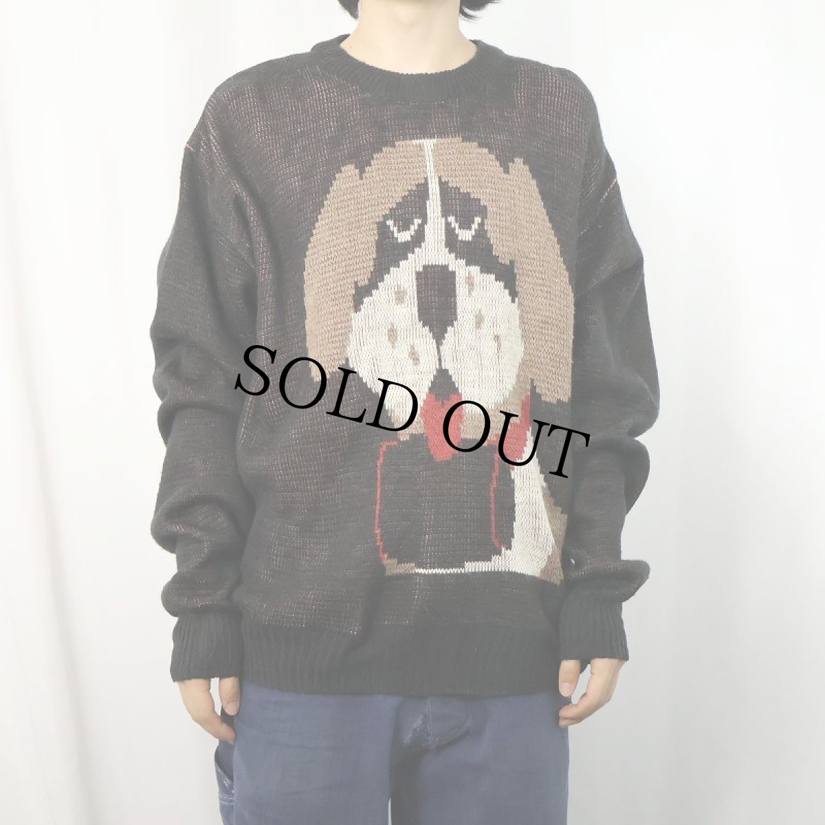 画像2: 90's JOCKEY 犬柄 ジャガードニットセーター L (2)