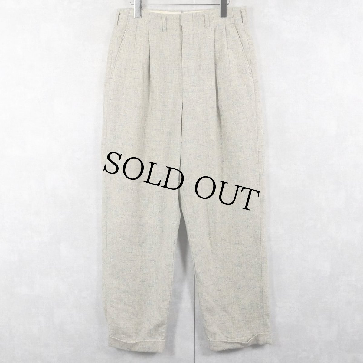 画像3: 60's カスリ柄 2タック ウールスラックス W31 (3)