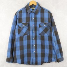 画像1: 90's ST JOHN'S BAY USA製 バッファローチェック柄 ヘビーネルシャツ L (1)