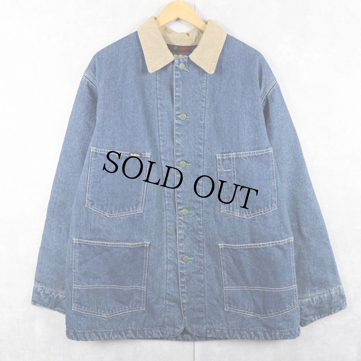 画像1: 90's〜 OSH KOSH キルティングライナー デニムカバーオール SIZE40 (1)