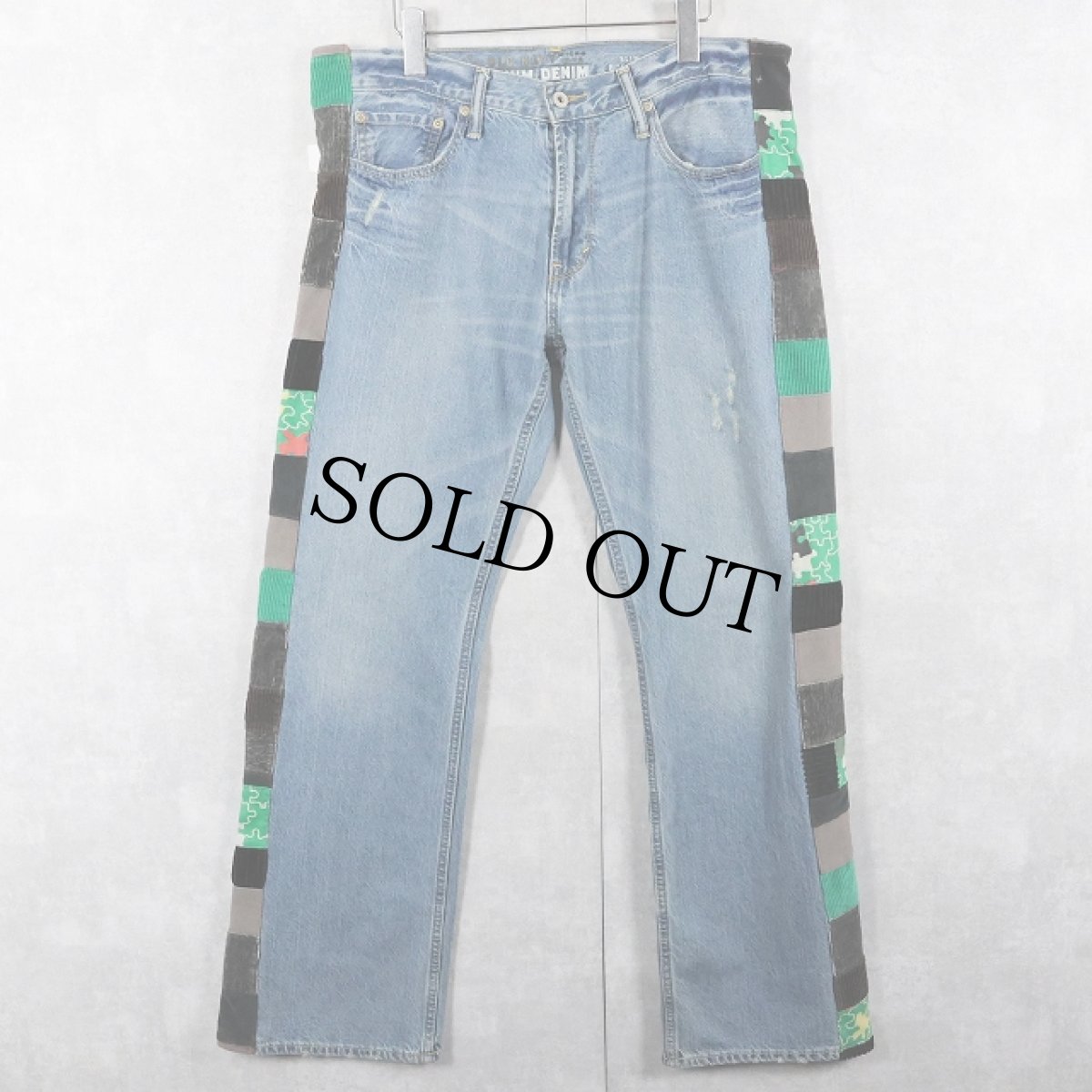 画像2: OLD NAVY サイドパッチワーク デニムパンツ W36 (2)