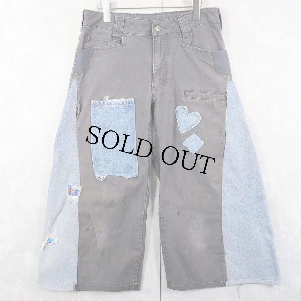 画像1: NOBLE OUTFITTERS パッチワーク デザインデニムパンツ W32 (1)