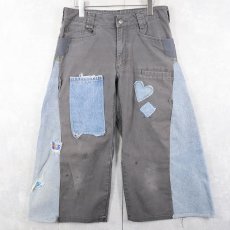 画像1: NOBLE OUTFITTERS パッチワーク デザインデニムパンツ W32 (1)
