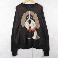 画像1: 90's JOCKEY 犬柄 ジャガードニットセーター L (1)