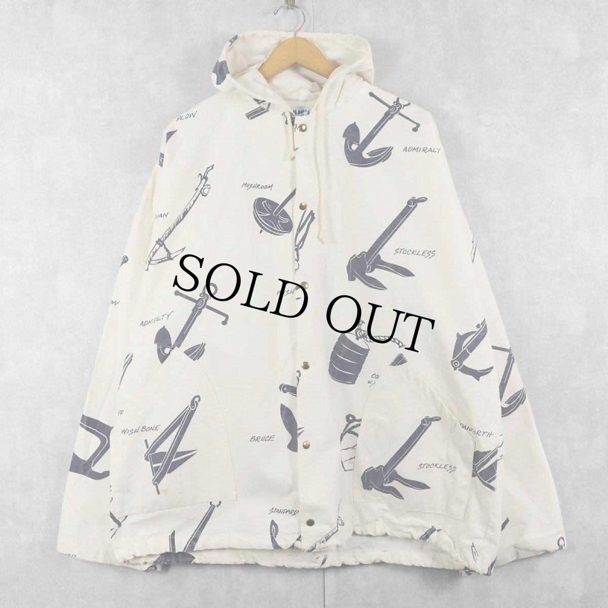 画像1: 90's MICHIGAN RAG CO. USA製 総柄 コットンポリ プリントパーカー L/XL (1)