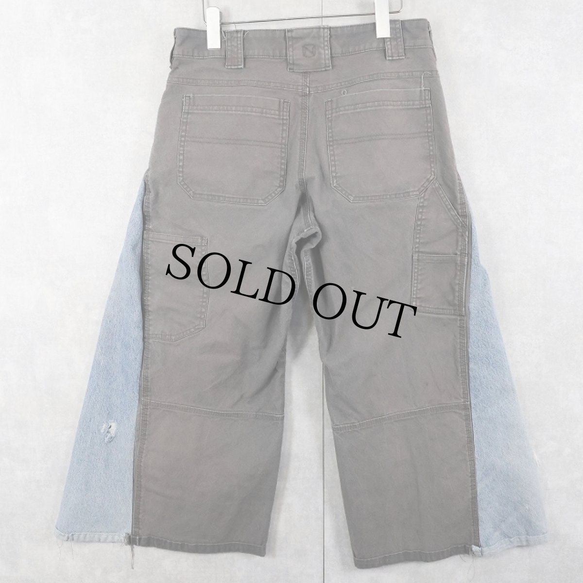 画像2: NOBLE OUTFITTERS パッチワーク デザインデニムパンツ W32 (2)