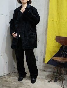 画像1: 60〜70's BRENT フェイクファーコート BLACK SIZE18 (1)