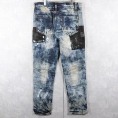 画像2: CJ BLACK PREMIUM "SLIM STRAIGHT" ブリーチ&パッチワークデザイン デニムパンツ W39 (2)