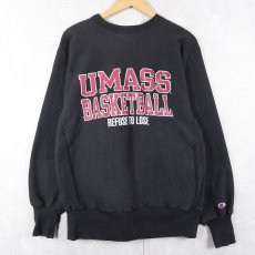 画像1: 90's Champion REVERSE WEAVE "UMASS BASKETBALL" プリントスウェット BLACK L (1)