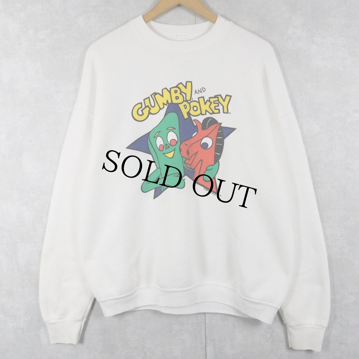 画像1: 90's GUMBY AND POKEY USA製 キャラクタープリントスウェット XL (1)