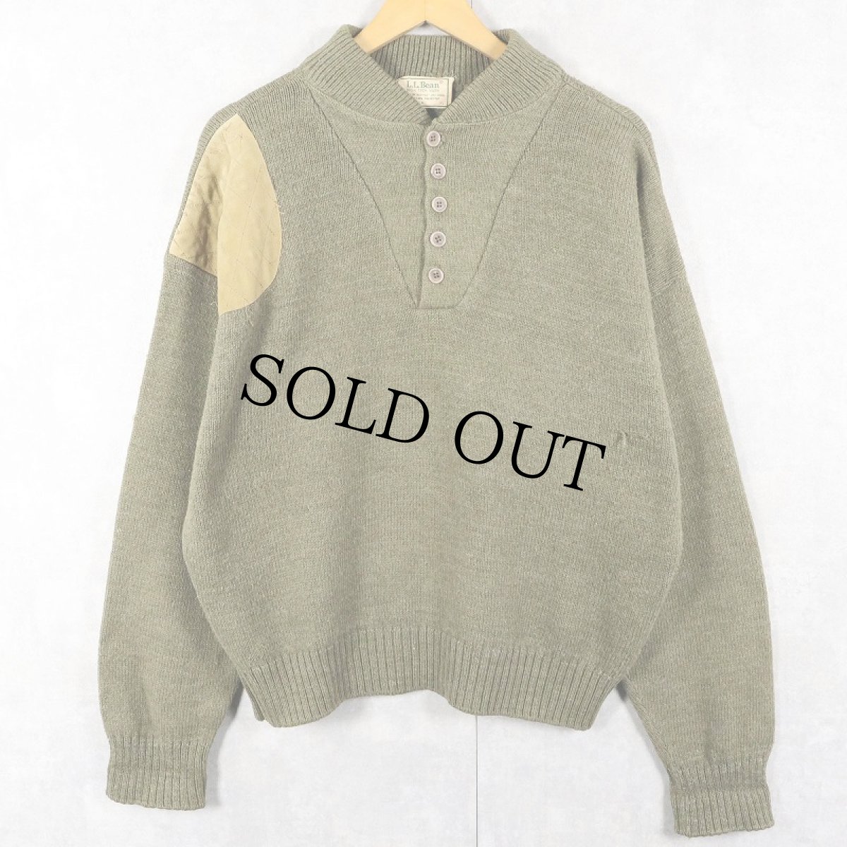 画像1: 80〜90's L.L.Bean USA製 "HIGH TREK YARN" ショルダーパッチ付き ヘンリーネック アクリルニットセーター XL (1)