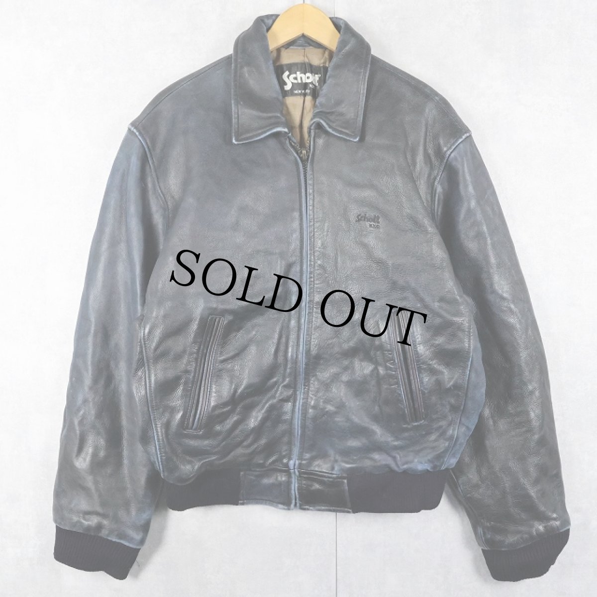 画像2: 70〜80's Schott USA製 ロゴ刺繍 レザージャケット BLACK L (2)