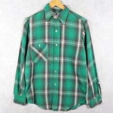 画像1: 60〜70's Cone Mills USA製 チェック柄 ヘビーネルシャツ SIZE14 1/2 (1)