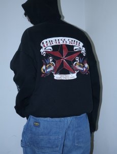 画像1: PAINLESS STEEL タトゥー&ボディピアスショップ プリントスウェットジップパーカー BLACK XL (1)