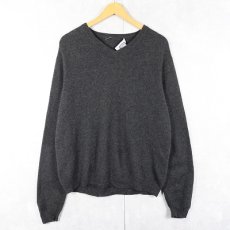 画像1: Stafford Vネック カシミアニットセーター CHARCOALGRAY L (1)
