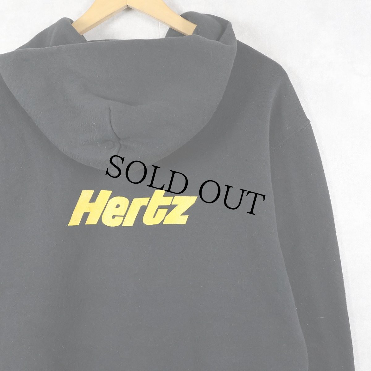 画像1: 80's RUSSELL ATHLETIC USA製 "Hertz" プリントスウェットジップパーカー BLACK L (1)