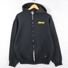 画像2: 80's RUSSELL ATHLETIC USA製 "Hertz" プリントスウェットジップパーカー BLACK L (2)