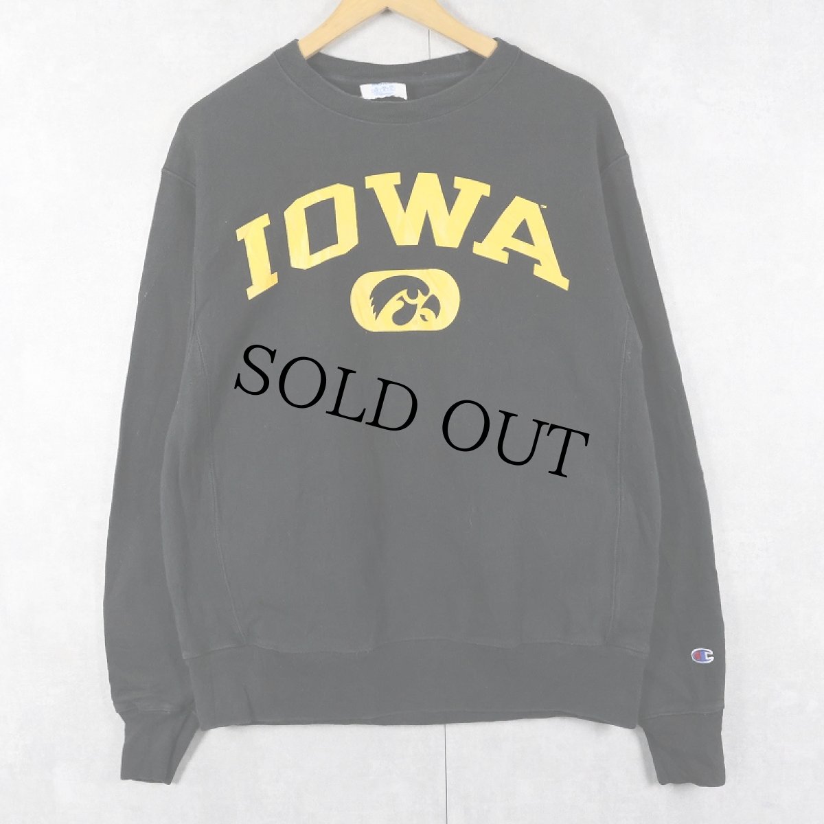 画像1: Champion REVERSE WEAVE "IOWA" プリントスウェット BLACK M (1)