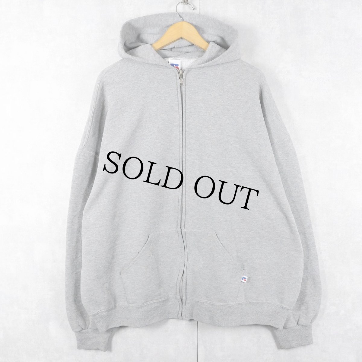 画像1: 90's RUSSELL ATHLETIC 無地スウェットジップパーカー XXL (1)