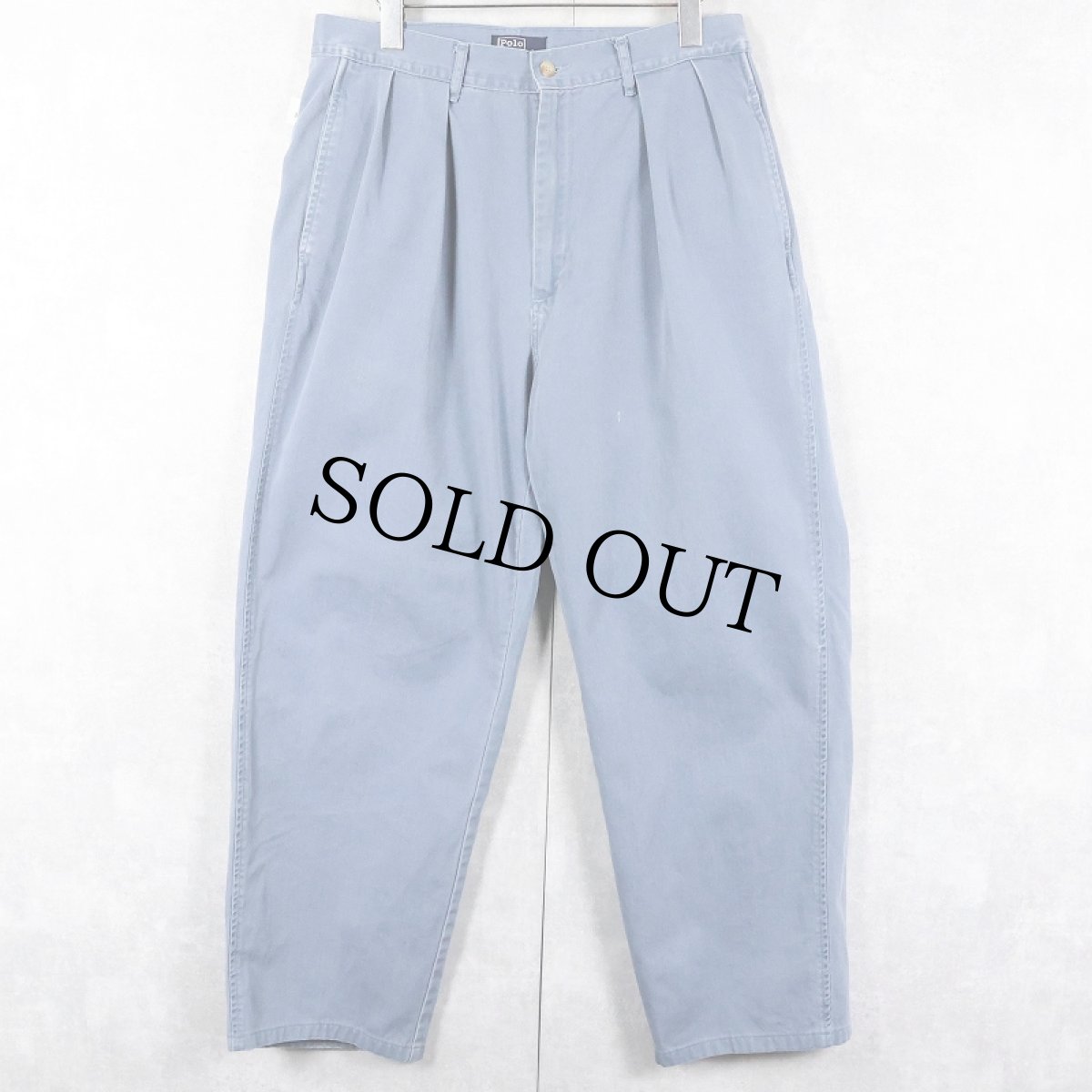 画像1: 90's POLO Ralph Lauren USA製 "POLO CHINO" 2タック コットンチノトラウザーズ W32 (1)