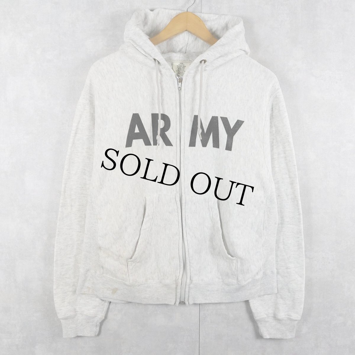 画像1: 90's  U.S.ARMY ロゴプリント スウェットジップパーカー M (1)