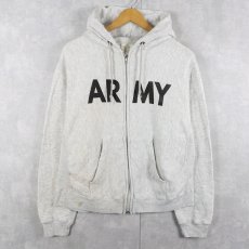 画像1: 90's  U.S.ARMY ロゴプリント スウェットジップパーカー M (1)