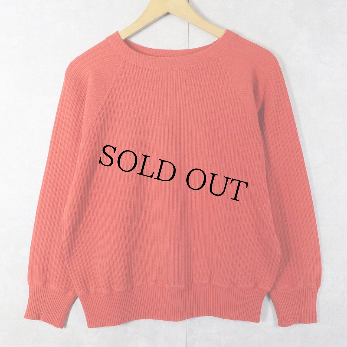 画像1: 50's MAYO SPRUCE 脇下三角ガゼット ラグランコットンニットセーター M (1)