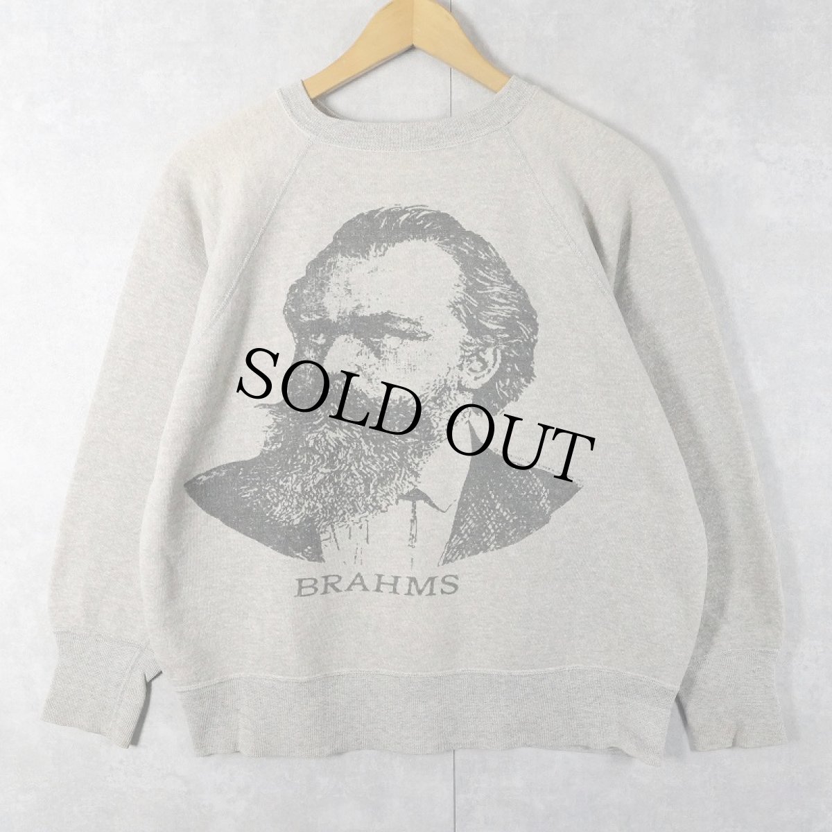 画像1: 60's THREE B's "BRAHMS" 脇下三角ガゼット 染み込みプリントラグランスウェット (1)