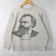 画像1: 60's THREE B's "BRAHMS" 脇下三角ガゼット 染み込みプリントラグランスウェット (1)