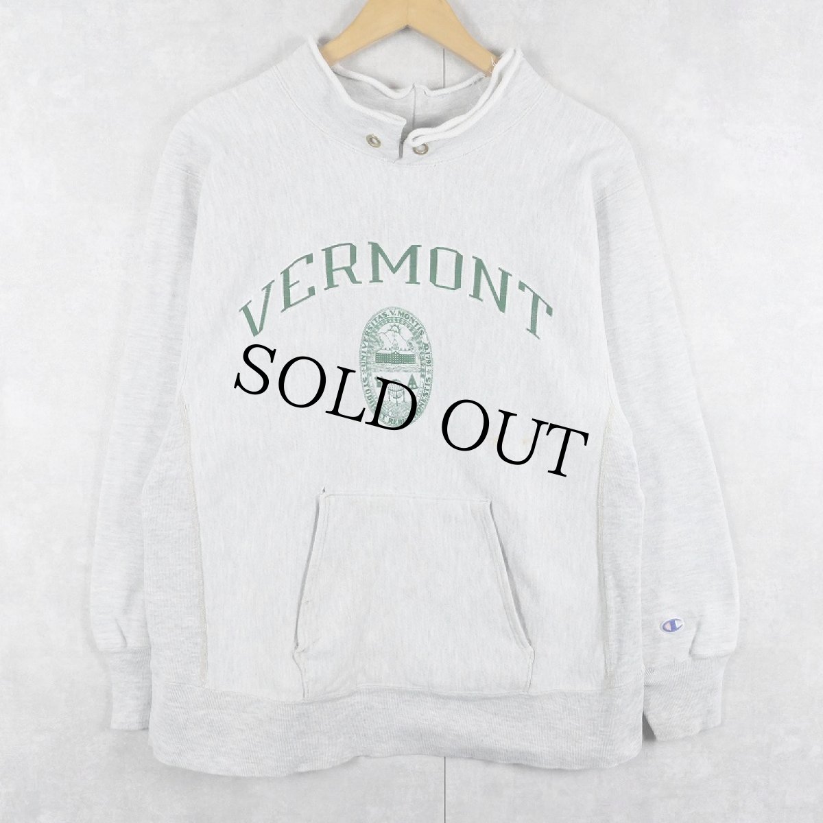 画像1: 80's Champion REVERSE WEAVE USA製 トリコタグ "VERMONT" カットオフスウェット LARGE (1)