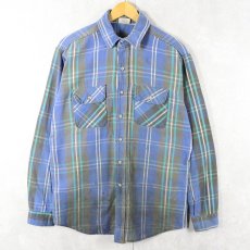 画像1: 90's FIVE BROTHER チェック柄 ヘビーネルシャツ L (1)