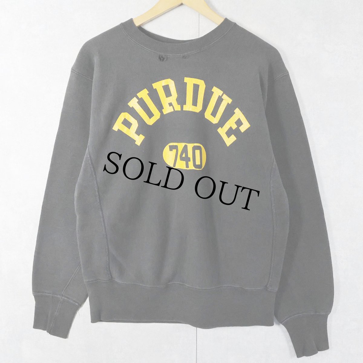 画像1: 60's Champion REVERSE WEAVE タタキタグ "PURDUE" ラバープリントスウェット BLACK L (1)