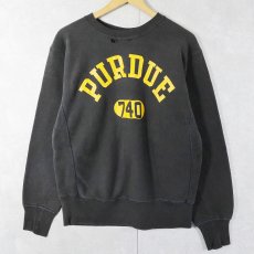 画像1: 60's Champion REVERSE WEAVE タタキタグ "PURDUE" ラバープリントスウェット BLACK L (1)