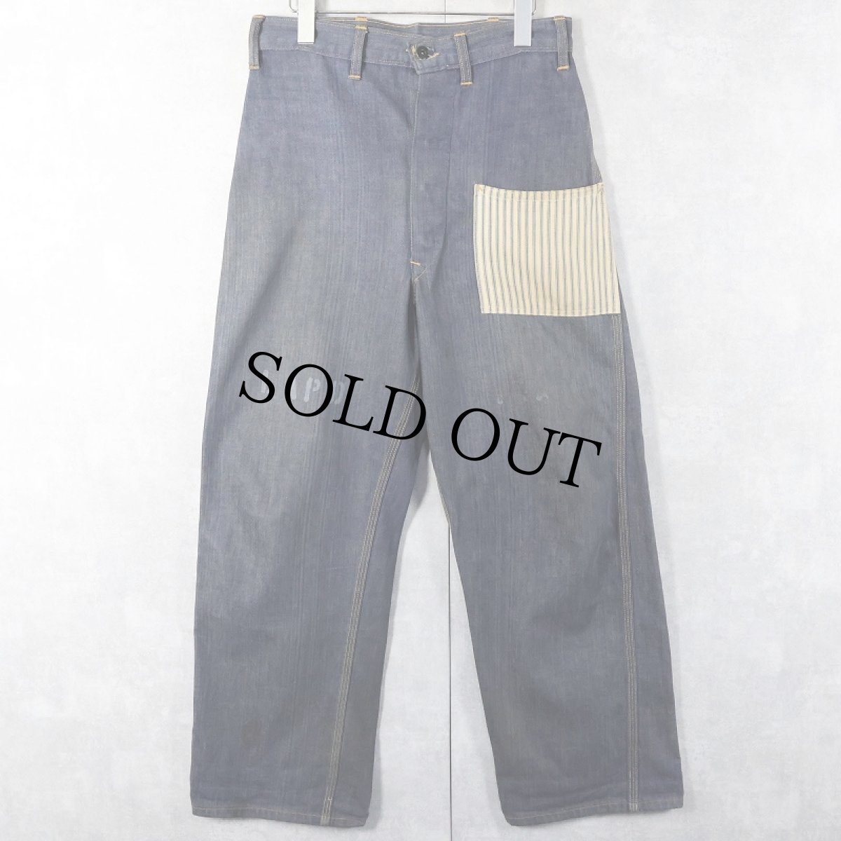 画像1: 50's クレイジーパターン バットダイ デニムプリズナーパンツ W31 (1)