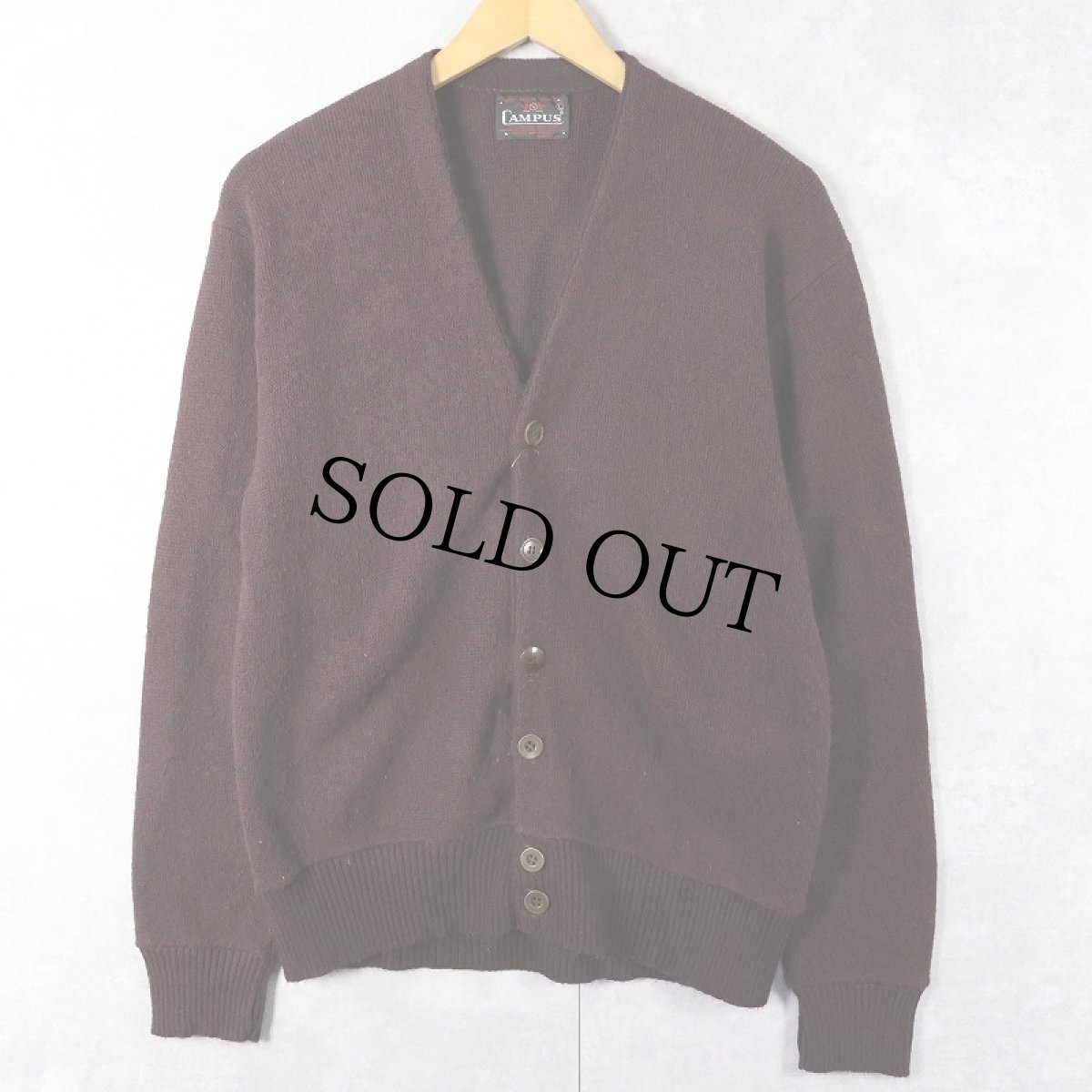 画像1: 70's CAMPUS USA製 アクリルニットカーディガン L (1)