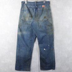 画像2: 40's BILTWELL 針刺しシンチバック ダブルニー デニムペインターパンツ W30 (2)
