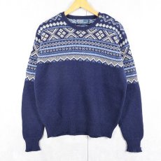 画像1: POLO Ralph Lauren ノルディック柄 ウールニットセーター M (1)