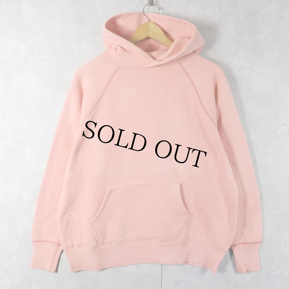 画像1: 60's 脇下三角ガゼット 無地ラグランスウェットフーディー (1)